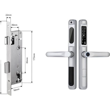 Serrure de porte intelligente Tuya WiFi App étanche serrure de porte intelligente en aluminium serrure biométrique empreinte digitale poignée de porte serrure numérique sans clé for verre coulissant ( (1/5)