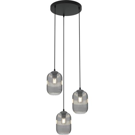 Suspension décorative verre noir graphite 3xE27 15W Emibig (1/5)