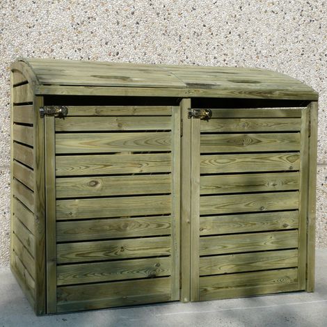 Porta bidoni da esterno Doppio 145,6 X 92 X 120 h.cm in Legno Trattato  - RACCOLTA DIFFERENZIATA (1/5)