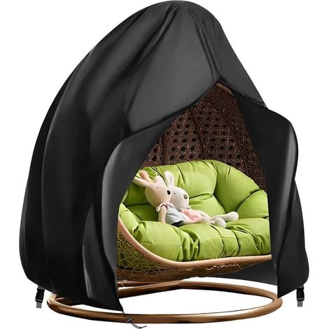 Housse imperméable pour chaise à œufs suspendue - Oxford 210D - Couverture complète - 230 x 200 cm - Housse imperméable pour meubles d'extérieur (noir) (1/5)