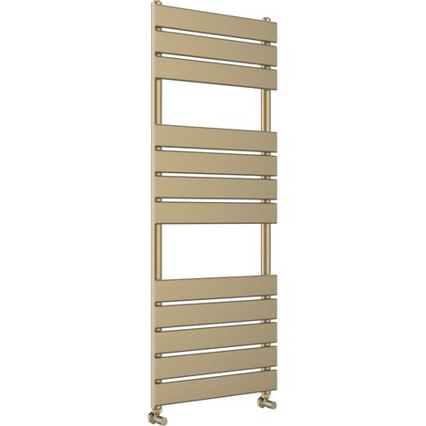 Richmond Heated Towel Rail Flat Panel Brushed Brass 500mm W x 1200mm H Bathroom Towel Radiator (1/4)