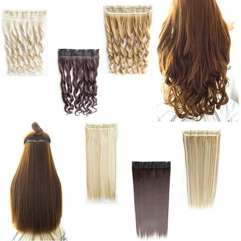 Extensions à clips / Cheveux bouclés et lisses 70 cm - Plusieurs couleurs[NX]