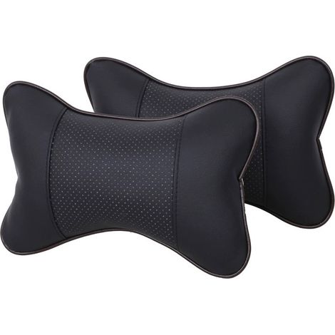 2 oreillers cervicaux de voiture en cuir PU, Oreiller de soutien pour la nuque, Appui-tête (1/4)