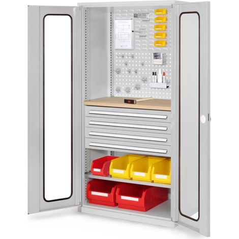 Kappes ®RasterPlan Schubladenschränke 1950x1000x600mm Sichtfenstertüren Modell 36 lichtgrau