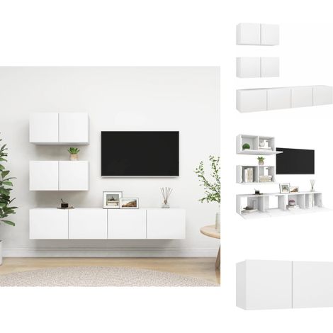 TV-Möbel - Living 4-tlg. TV-Schrank-Set Weiß Holzwerkstoff (1/5)