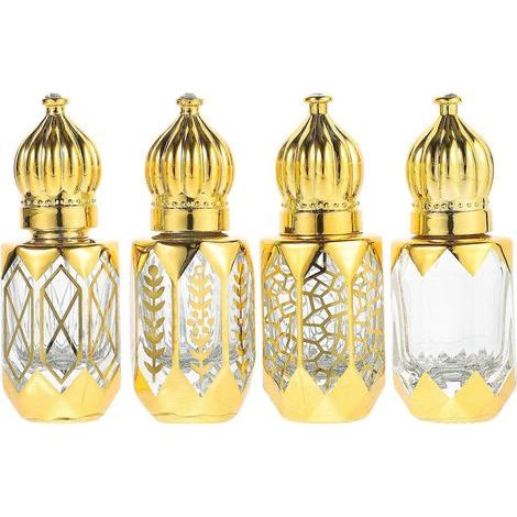 Lot de 4 flacons à bille vides pour huiles essentielles et parfums.-6.00X2.50X2.50CM-Assorted Color (1/4)