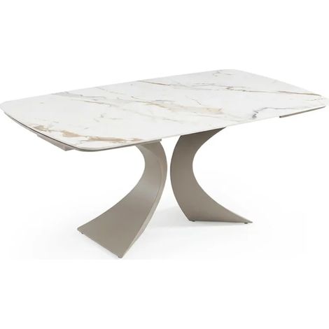 Table à manger ovale extensible 180/260 cm céramique & taupe – MYRTILLE (1/5)