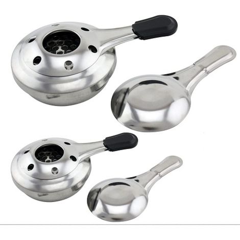 2 Pcs Brûleur à alcool, brûleur d'alcool pour fondue, brûleur à alcool gélifié, Acier Inoxydable, 15,5 x 9,9 x 4,8 cm (1/5)