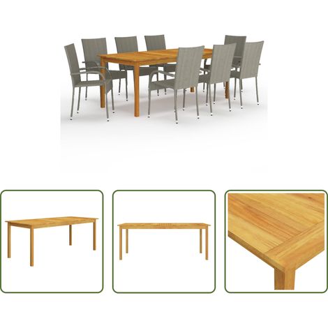 vidaXL Juego de comedor de jardín 9 piezas gris (1/5)