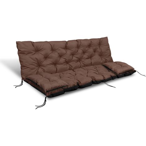 Cuscino da giardino 150x60x50 cm + 2 cuscini per altalena, impermeabili, marroni