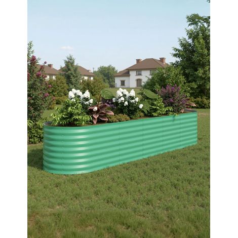 Jardinière surélevée en métal galvanisé pour légumes, fleurs et herbes aromatiques, massifs surélevés pour jardin avec bordure de protection et barres de soutien, montage facile, 240 x 60 x 45 cm GR1 (1/5)
