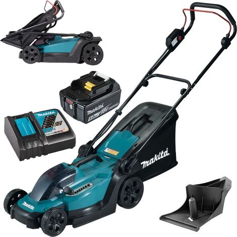 Makita 18v Lawn Mower DLM330RT Cordless Battery 33cm Mulching Plug + 1 x 5ah