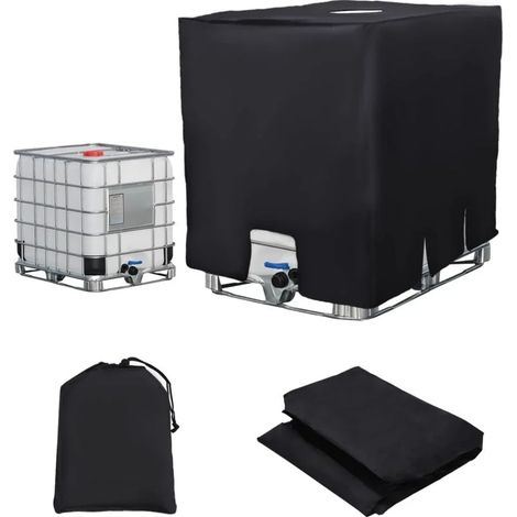 Housse de protection pour cuve IBC 1000 L (120 x 100 x 116 cm), protection UV, noire. (1/5)