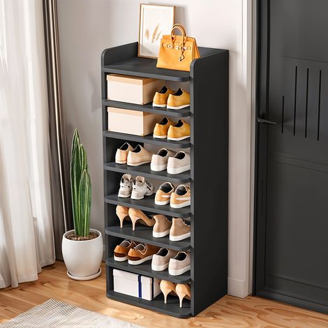 Black Household Entrance 8-Tier Narrow Shoe Rack 42cm W x 26cm D x 120cm H (1/5)