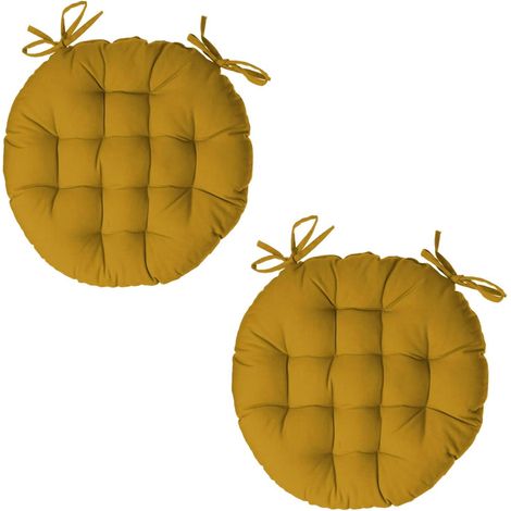 Lot de 2 galettes de chaise rondes en coton