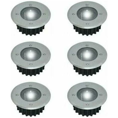 Ulisem Set mit 6 in den Boden eingelassenen Solar-LED-Strahlern – rund – Durchmesser: 85 mm – Außenseite beständig gegen den Sockel – Vorderseite aus Edelstahl – 6 Solarlampen (1/5)