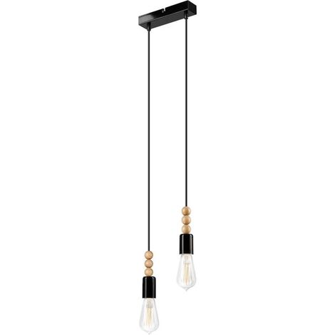 Lamkur Simon Plafonnier suspendu Cluster Noir, 2x E27 (1/2)