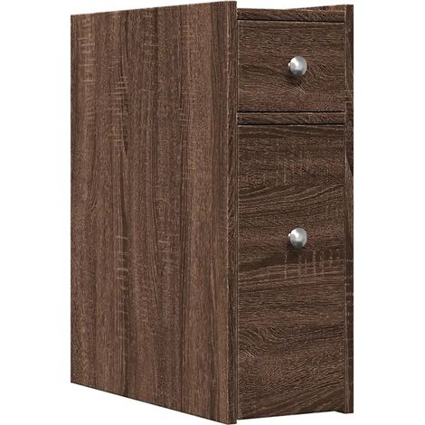 Armoire de salle de bain étroite classique 21,5 x 50 x 60 cm avec rangement facile style moderne en bois d'ingénierie chêne marron (1/5)