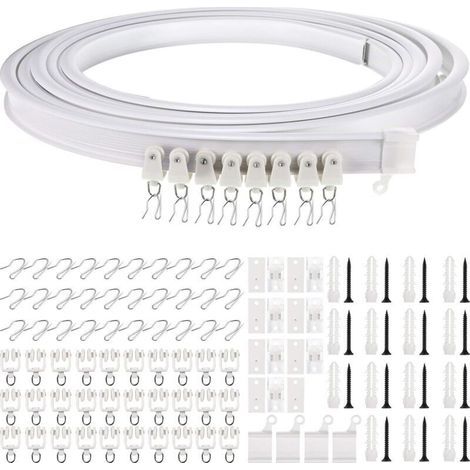 Garden FutureRail de plafond pliable pour rideaux incurvés – PVC nano synthétique et acier doux – Longueur 5 mètres – Installation facile et pliage sans effort - Diviseur-5 (1/5)
