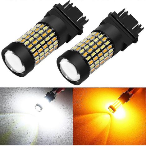 Ampoules LED bicolores blanc/ambre ultra-lumineuses 3157 3155 3057 3457 4157 avec projecteur pour clignotants avant de voiture (1/5)