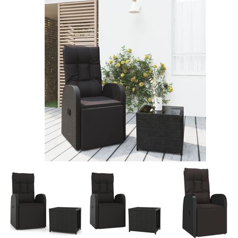 The Living Store - 2-tlg. Garten-Lounge-Set Schwarz Poly Rattan & Stahl (1/5)