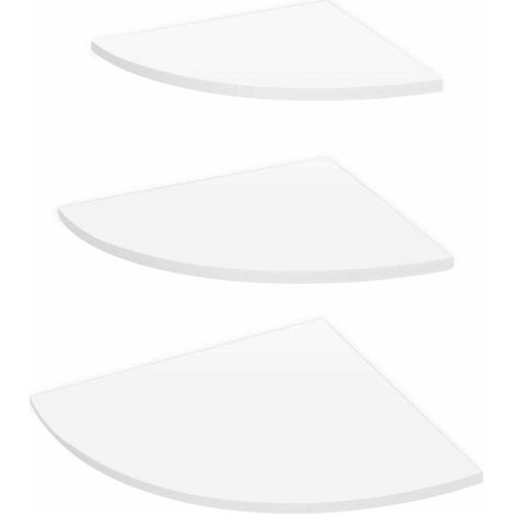 Estantería esquinera de pared - Blanca - Tres niveles - Diseño flotante - Material de PVC - Capacidad de carga de 5 kg (1/4)