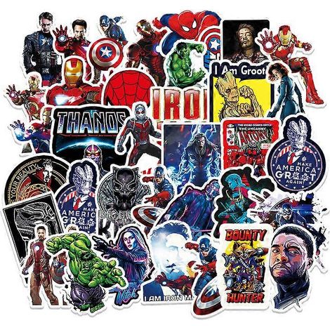 104 autocollants imperméables Marvel (héros) pour ordinateur portable, vélo, skateboard, bagages, jouets, téléphone, snowboard. Décoration à faire soi-même, idéale comme cadeau. (1/4)