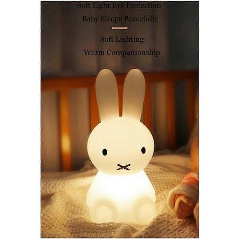 Lampe de nuit 3D mignonne avec un lapin de dessin animé, protection des yeux, rechargeable, pour chambre d'enfant, chevet La jn (1/5)