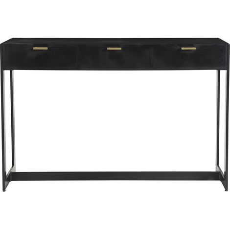Mesa consola de diseño con cajones negros y dorados 115 cm AVIDAN