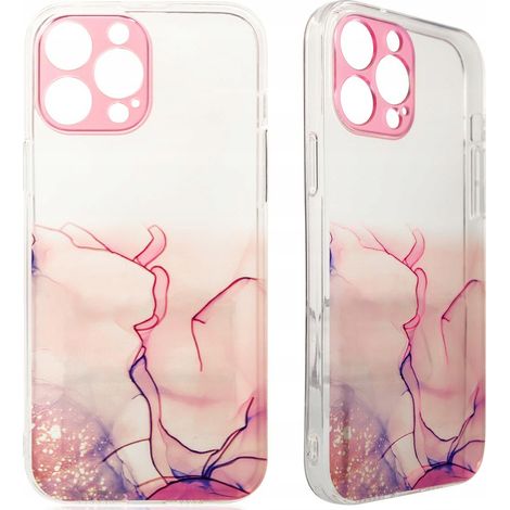 Custodia effetto marmo per iPhone 12 Pro, custodia in gel effetto marmo rosa (1/5)