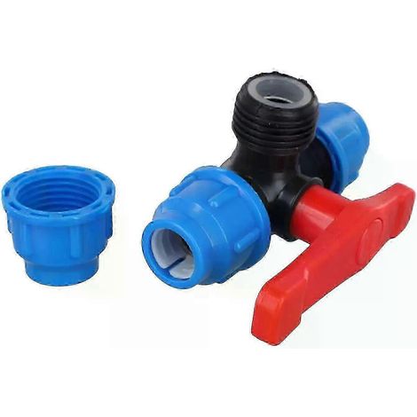 Vanne à bille 3 voies pour tuyau PE 2025, raccord rapide en plastique, DN15, DN20, DN25, DN32, DN40. (1/5)