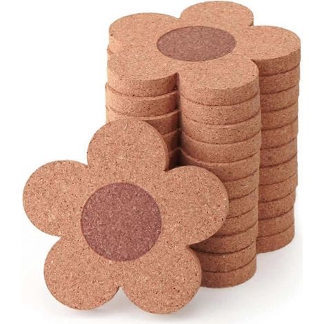 Niedliche Untersetzer für Getränke, saugfähiges und wiederverwendbares Untersetzer-Set, 10,2 cm große Kork-Blumen-Untersetzer, 12 Stück (1/5)