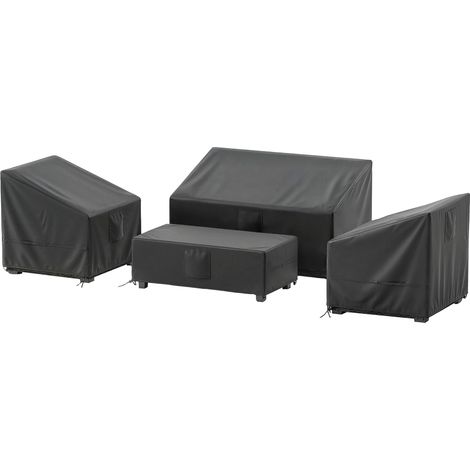 Housses imperméables pour mobilier de jardin (4 pièces), noires