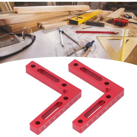 Ensemble de 2 règles à angle droit double face de 120 mm en laine mérinos rouge et en pouces, pour le positionnement et le marquage (1/5)