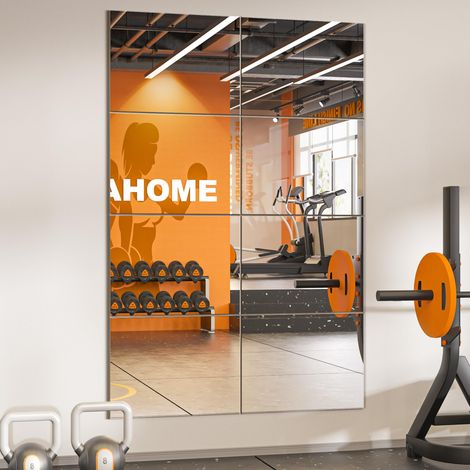 Lot de 8 Carreaux de Miroir Mural, 40,6 x 30,5 x 30,5 cm, Miroir de Salle de Sport pour Garage, Chambre, Salon, au-Dessus de la Porte (1/5)