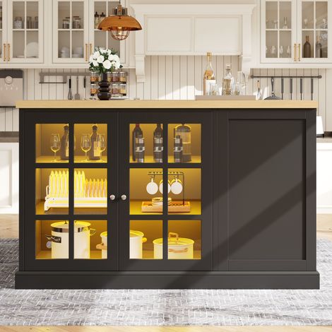 Bartisch klappbar mit Weinregal LED 120x40-70x90 cm OKMYHOME (1/5)