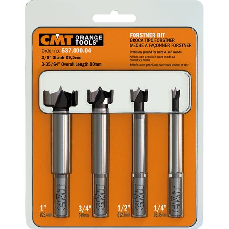 537.000.04 4-TEILIGES FORSTNERBOHRERSET HL S=3/8'' D=1/4''1/2''3/4''1'' RE