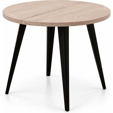 Home Heavenly® - Mesa de comedor extensible ALPES, diseño moderno y versátil, tablero de melamina y patas metálicas negras, 100/ Color: Beige - Pata negra