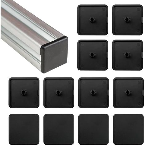 Embouts pour Profilé Aluminium – Lot de 12 Capuchons de Protection en Plastique Noir pour Cadres, Meubles et Constructions (1/5)