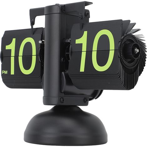 Horloge de bureau numérique rétro style européen à affichage numérique, en acier inoxydable 304, avec affichage automatique des heures, cadre noir et chiffres verts. Idéale pour le salon ou la maison. (1/5)
