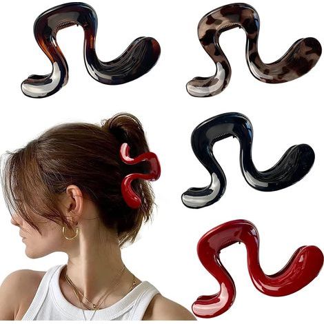 4 Pince Attache Cheveux Femme Barettes Cheveux Femme Grosse Pince Cheveux Pour Femmes Pince Cheveux Antidérapante Épingle à Cheveux Imprimé Léopard Convient aux Cheveux Fins et Épais (1/5)
