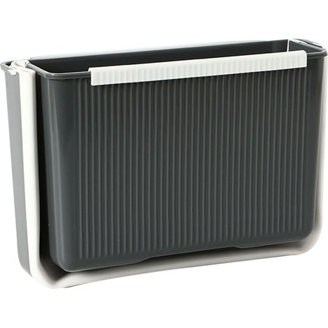 Poubelle murale pliable, robuste et grande capacité, grise, idéale pour la cuisine et la maison.