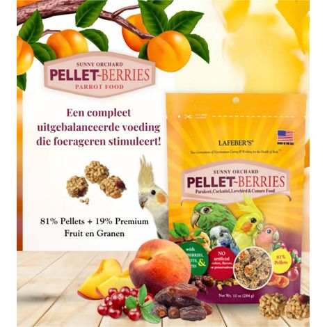 Lafeber Pellet-Berries Sunny Orchard - Cibo a forma di palla per pappagalli di piccola e media taglia 284 g (1/3)