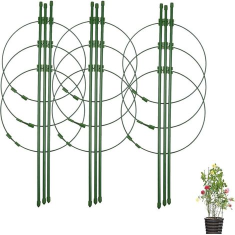Set mit 3 Stützen für Kletterpflanzen mit 3 verstellbaren Stützringen, 45 cm (1/4)