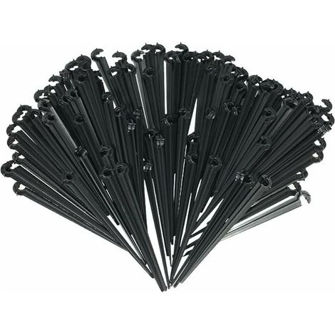 Lot de 100 supports de tuyau Micro Drip System de 11 cm : pour la fixation et le guidage du tuyau de distribution dans la terre - Tubes fixed Stem - Support pour jardins d'herbes (1/5)