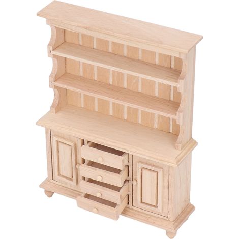 Armoire miniature à l'échelle 1:12, bibliothèque pour maison de poupée, scène de vie simulée, mini-meuble en bois simple (1/5)