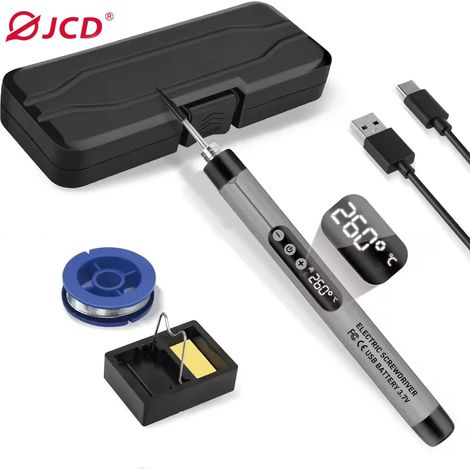 (Gris) Fer à souder sans fil, température réglable 300-450℃, interface Type-C, batterie 1000mAh, outil de soudage intelligent. (1/5)