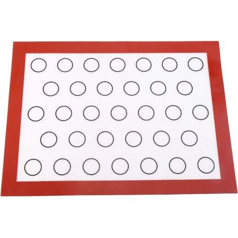 Tapis de cuisson en silicone, antiadhésif, lavable, réutilisable, pour la maison et la cuisine (40 x 30 cm) (rouge) (1/4)