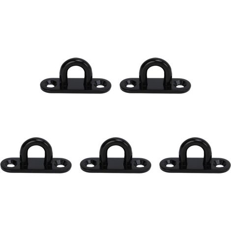 Lot de 5 œillets de fixation ovales noirs de 5 mm (0,20 po) en acier inoxydable, pour plafond et portes.