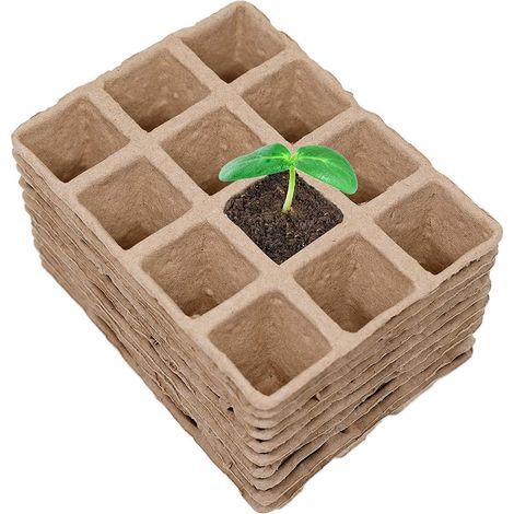 Lot de 12 pots de culture, plateau de démarrage pour le jardin, le potager et les serres, bac à semis (1/5)